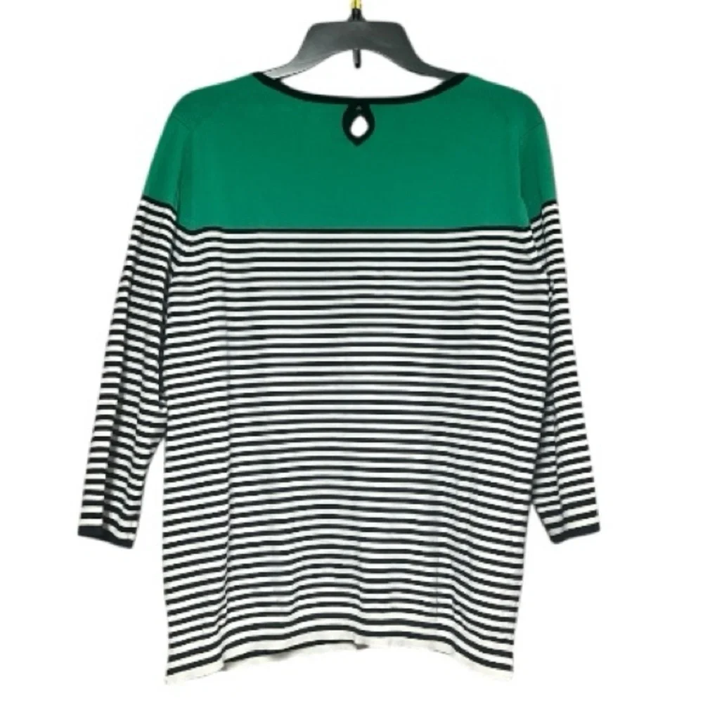 Talbots Green Striped Women's Sweater - Picture 2 of 7